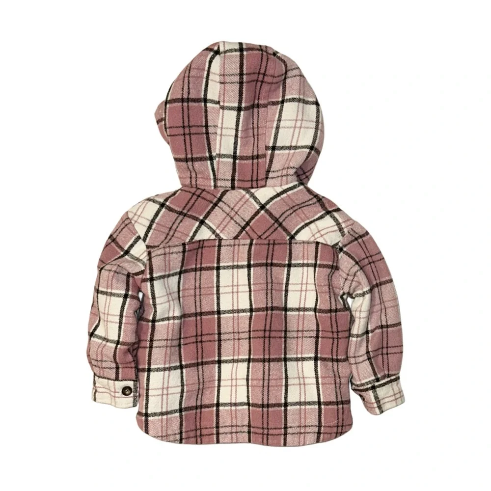 OPTIMA Girl's Pink Plaid Flannel Shacket Size 3A